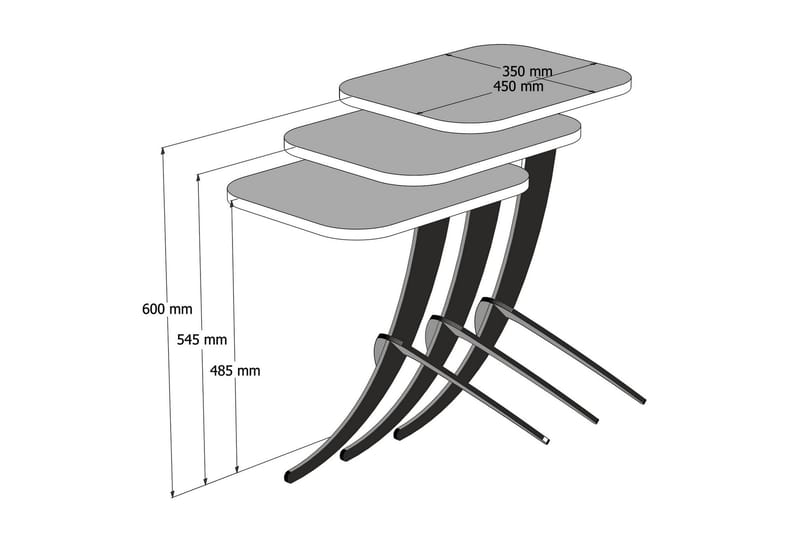 Bord Neubeck 45 cm - Hvit | Svart - Sofabord & salongbord - Settbord