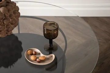 Bovall 90 cm Rundt Sofabord med Oppbevaring i Glass og Tre - Klar - Møbler - Bord - Sofabord & salongbord - Sofabord med oppbevaring