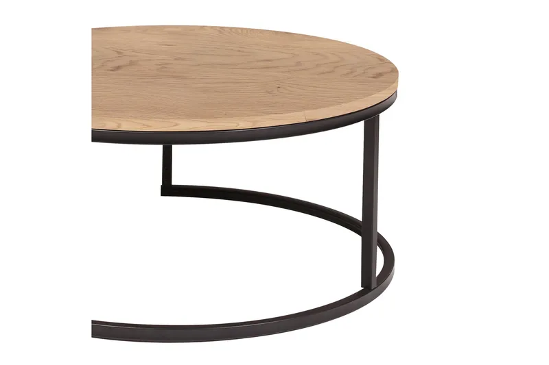 Britu Rundt Salongbord 80x35 cm i Tre med Eikeutseende - Beige - Møbler - Bord - Sofabord & salongbord