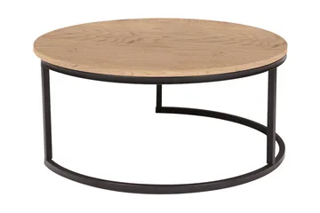 Britu Rundt Salongbord 80x35 cm i Tre med Eikeutseende - Beige - Møbler - Bord - Sofabord & salongbord