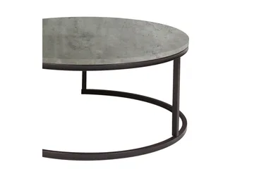 Britu Rundt Sofabord 80x35 cm i Tre med Understell i Metall - Grå - Møbler - Bord - Sofabord & salongbord