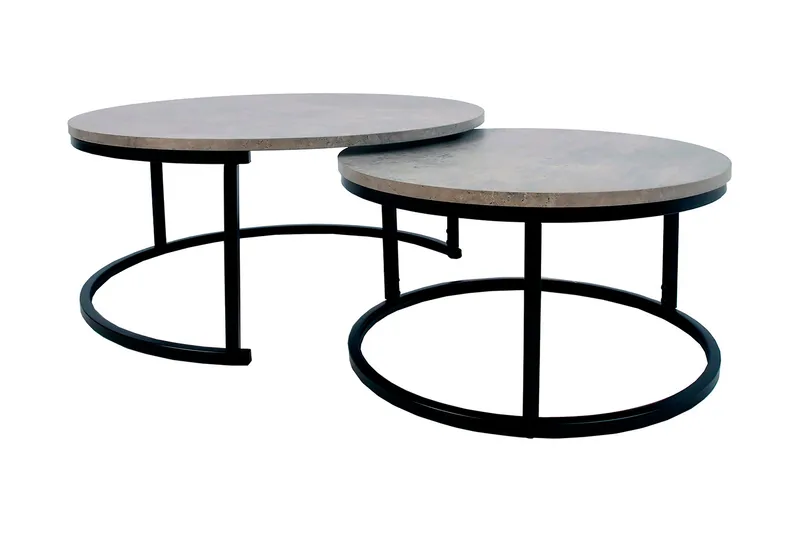 Britu Settbord 2 stk Grå/Svart - Møbler - Bord - Sofabord & salongbord