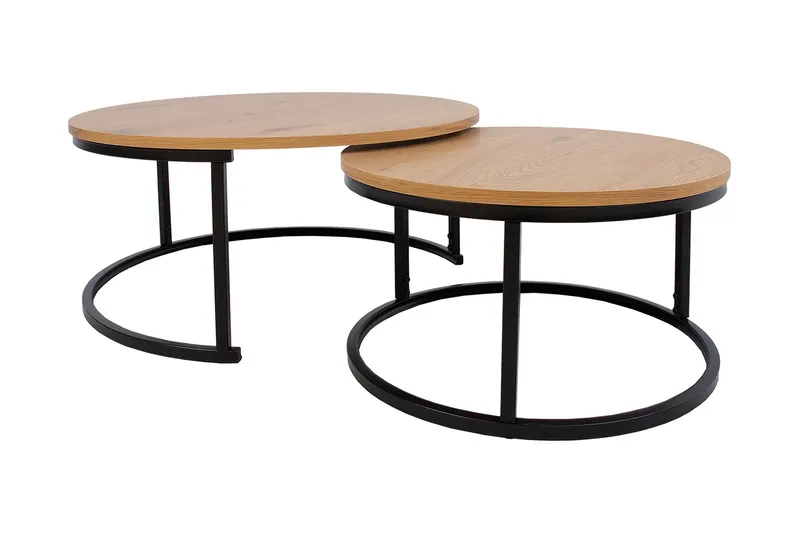 Britu Settbord 2 stk Natur/Svart - Møbler - Bord - Sofabord & salongbord