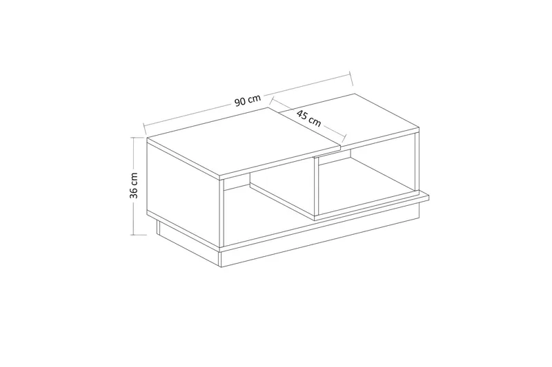 Broceni Sofabord 90 cm med Oppbevaring Hyller - Antrasitt/Natur - Møbler - Bord - Sofabord & salongbord