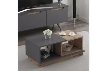 Broceni Sofabord 90 cm med Oppbevaring Hyller - Antrasitt/Natur - Møbler - Bord - Sofabord & salongbord - Sofabord med oppbevaring