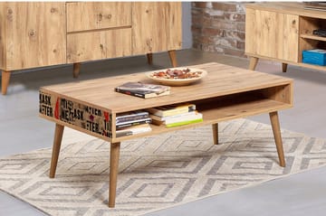 Brokind Sofabord 110 cm med Oppbevaring Hylle Text - Natur - Møbler - Bord - Sofabord & salongbord - Sofabord med oppbevaring