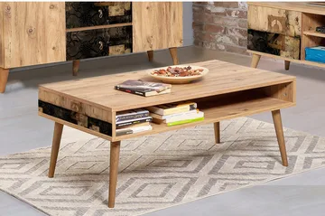 Brokind Sofabord 110 cm med Oppbevaring Hylle To - Natur - Møbler - Bord - Sofabord & salongbord