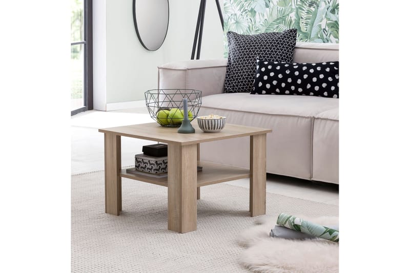 Bulanda Sofabord 60 cm med Oppbevaringshylle - Natur - Møbler - Bord - Sofabord & salongbord