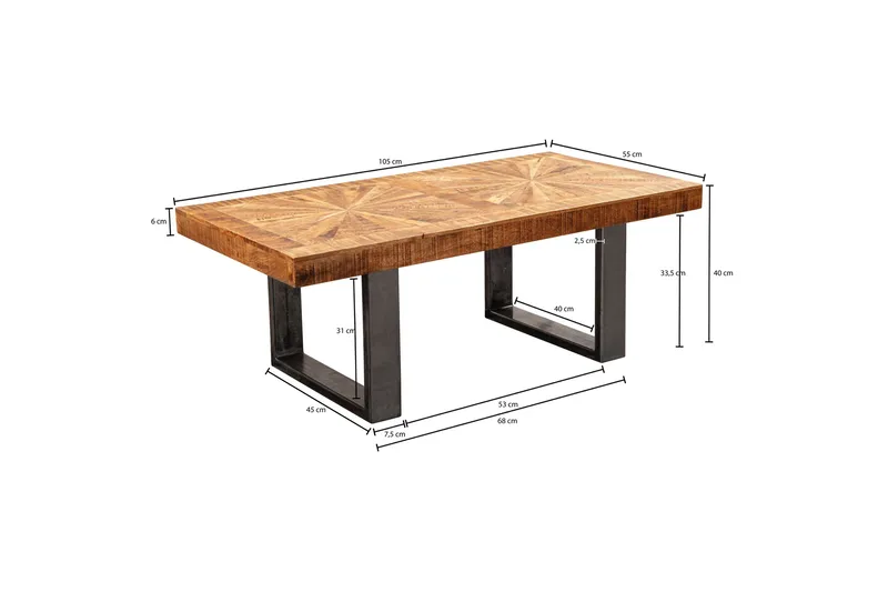 Buncton Sofabord 105 cm - MangoTre/Svart - Møbler - Bord - Sofabord & salongbord