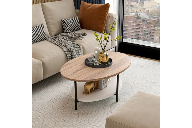 Burata Sofabord 90 cm - Eik/Hvit - Møbler - Bord - Sofabord & salongbord