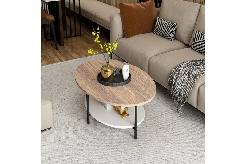 Burata Sofabord 90 cm - Eik/Hvit - Møbler - Bord - Sofabord & salongbord