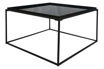 Burwick Sofabord 80 cm Marmormønster Kvadratisk - Svart - Møbler - Bord - Sofabord & salongbord