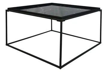 Burwick Sofabord 80 cm Marmormønster Kvadratisk - Svart - Møbler - Bord - Sofabord & salongbord