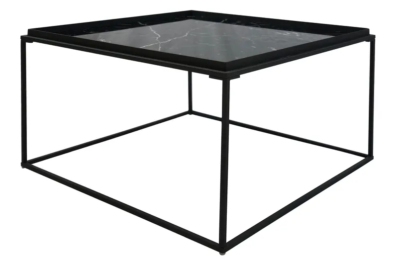 Burwick Sofabord 80 cm Marmormønster Kvadratisk - Svart - Møbler - Bord - Sofabord & salongbord