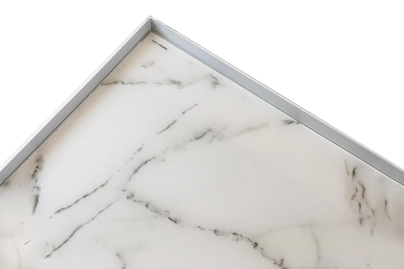 Burwick Sofabord 80 cm Marmormønster Rektangulær - Hvit/Brun - Møbler - Bord - Sofabord & salongbord