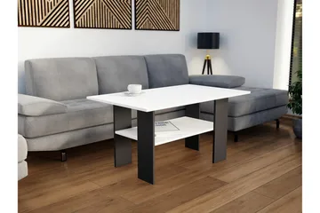 Carnew 100 cm Rektangulært Sofabord med Hylle i Malt Tre - Hvit - Møbler - Bord - Sofabord & salongbord