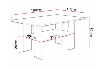 Carnew 100 cm Rektangulært Sofabord med Hylle i Malt Tre - Hvit - Møbler - Bord - Sofabord & salongbord