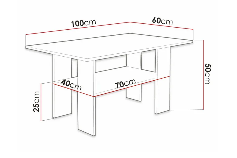 Carnew 100 cm Rektangulært Sofabord med Hylle i Malt Tre - Hvit - Møbler - Bord - Sofabord & salongbord