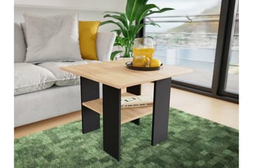 Carnew 60 cm Firkantet Sofabord med Hylle i Mørkt Tre - Svart - Møbler - Bord - Sofabord & salongbord