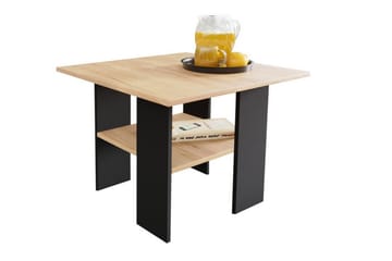 Carnew 60 cm Firkantet Sofabord med Hylle i Mørkt Tre - Svart - Møbler - Bord - Sofabord & salongbord