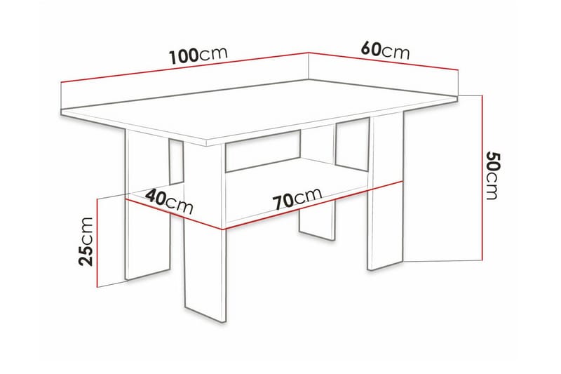 Carnew 60 cm Rektangulært Sofabord med Hylle i Tre - Lysebrun - Møbler - Bord - Sofabord & salongbord
