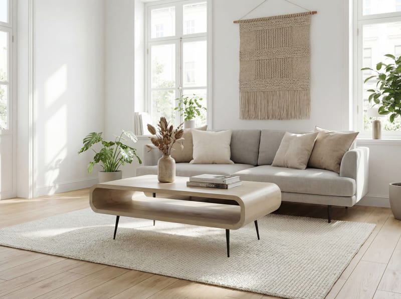 Cevik sofabord 90 cm i massivt mangotre - hvitvasket - Møbler - Bord - Sofabord & salongbord - Sofabord med oppbevaring