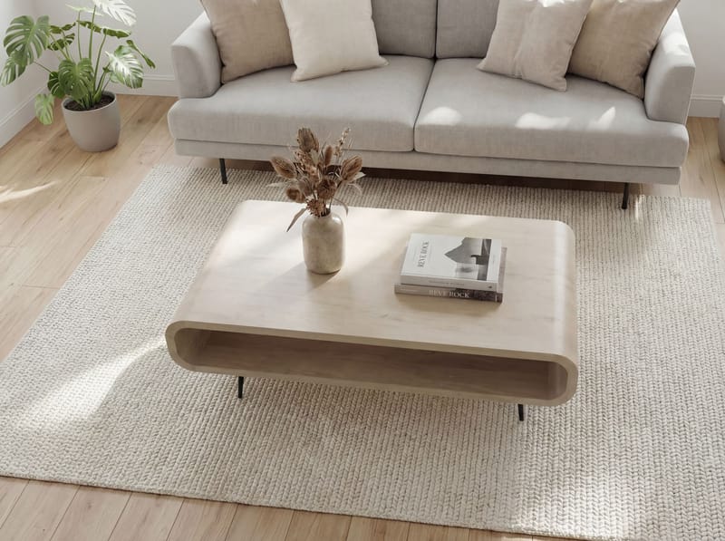Cevik sofabord 90 cm i massivt mangotre - hvitvasket - Møbler - Bord - Sofabord & salongbord - Sofabord med oppbevaring