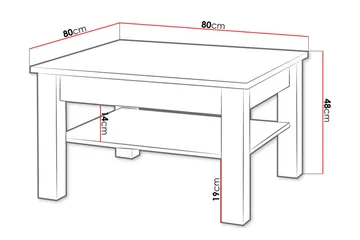 Cezara Soffbord 80 cm med Förvaring Hylla Ek - Møbler - Bord - Sofabord & salongbord - Sofabord med oppbevaring