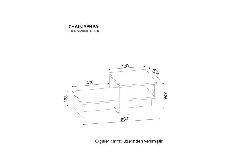 Chainell Sofabord 80 cm med Oppbevaringshylle - Hvit/Valnøttsbrun - Møbler - Bord - Sofabord & salongbord - Sofabord med oppbevaring