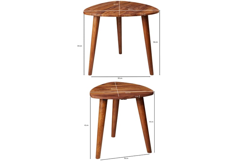 Chariah Settbord 2-pk 60 cm - Brun - Møbler - Bord - Sofabord & salongbord