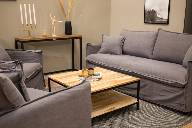 Cirebon Sofabord 80 cm med Oppbevaringshylle - Brun/Sort - Møbler - Bord - Sofabord & salongbord