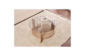 Sofabord Clara 75 cm med Glassplate - Safireik / Fume - Møbler - Bord - Sofabord & salongbord