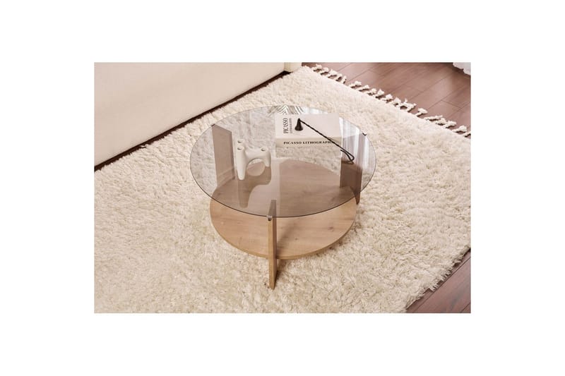 Sofabord Clara 75 cm med Glassplate - Safireik / Fume - Møbler - Bord - Sofabord & salongbord