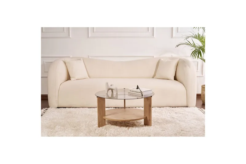 Sofabord Clara 75 cm med Glassplate - Safireik / Fume - Møbler - Bord - Sofabord & salongbord