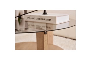 Sofabord Clara 75 cm med Glassplate - Safireik / Fume - Møbler - Bord - Sofabord & salongbord