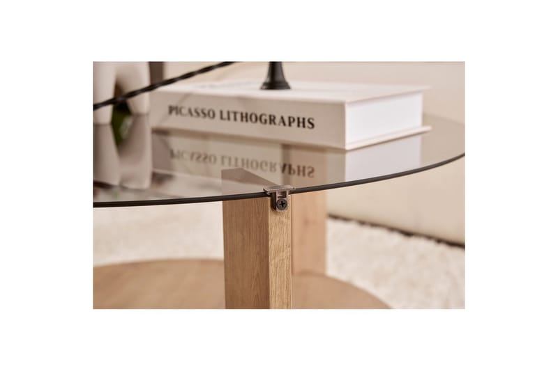 Sofabord Clara 75 cm med Glassplate - Safireik / Fume - Møbler - Bord - Sofabord & salongbord