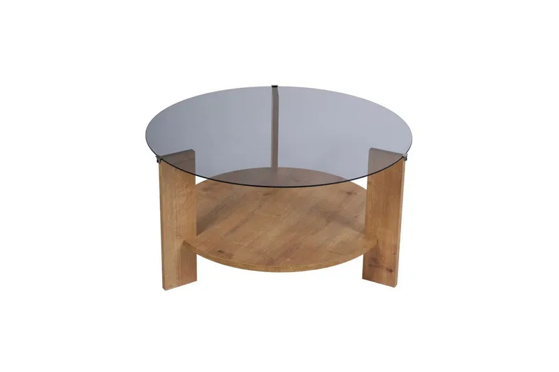 Sofabord Clara 75 cm med Glassplate, Safireik / Fume