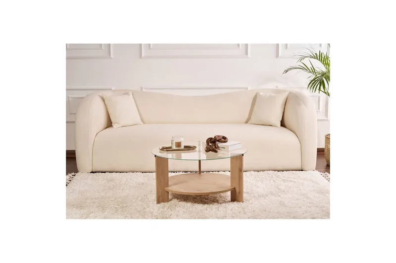 Sofabord Clara 75 cm med Glassplate - Safireik / Transparent - Møbler - Bord - Sofabord & salongbord