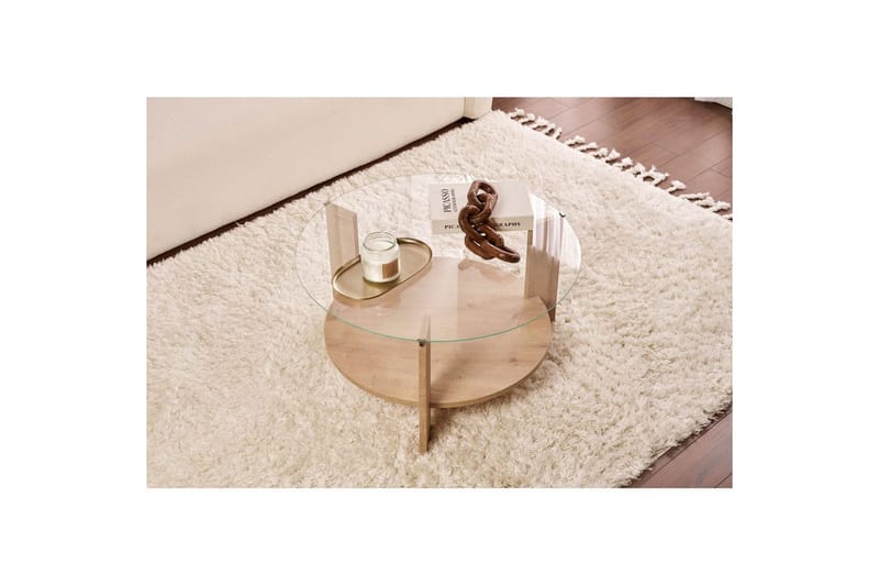 Sofabord Clara 75 cm med Glassplate - Safireik / Transparent - Møbler - Bord - Sofabord & salongbord