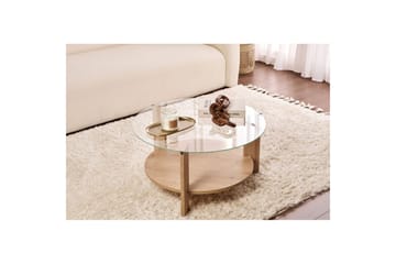 Sofabord Clara 75 cm med Glassplate - Safireik / Transparent - Møbler - Bord - Sofabord & salongbord