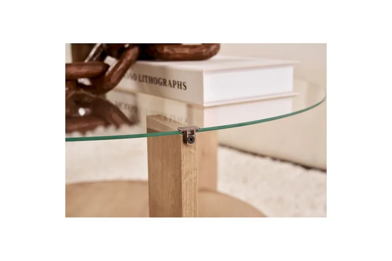 Sofabord Clara 75 cm med Glassplate - Safireik / Transparent - Møbler - Bord - Sofabord & salongbord