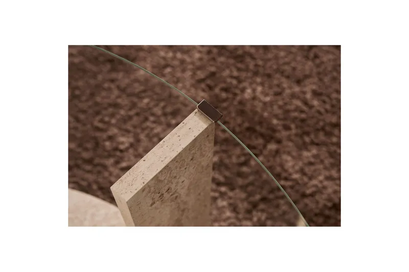 Sofabord Clara 75 cm med Glassplate - Travertin / Transparent - Møbler - Bord - Sofabord & salongbord