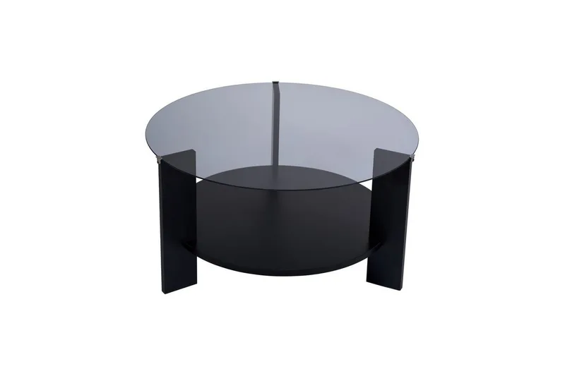 Sofabord Clara 75 cm med Glassplate, Tre Svart / Røykfarget