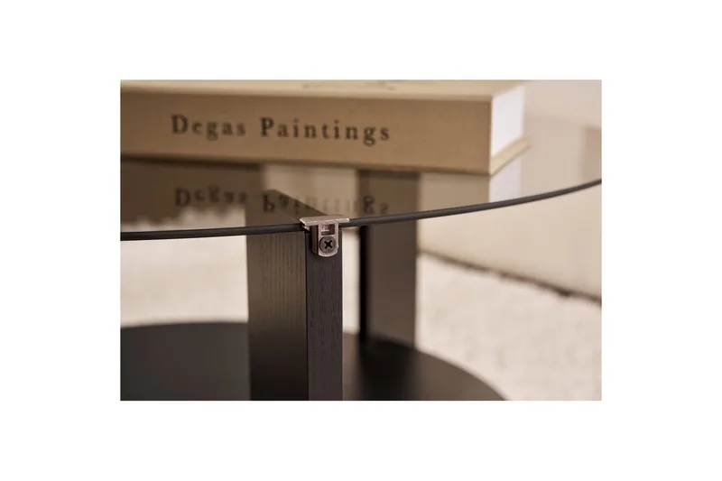 Sofabord Clara 75 cm med Glassplate - Tre Svart / Røykfarget - Møbler - Bord - Sofabord & salongbord