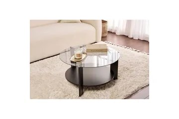 Sofabord Clara 75 cm med Glassplate - Tre Svart / Røykfarget - Møbler - Bord - Sofabord & salongbord