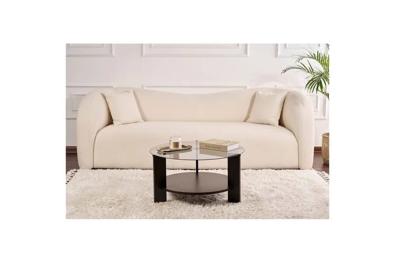 Sofabord Clara 75 cm med Glassplate - Tre Svart / Røykfarget - Møbler - Bord - Sofabord & salongbord