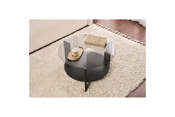 Sofabord Clara 75 cm med Glassplate - Tre Svart / Røykfarget - Møbler - Bord - Sofabord & salongbord