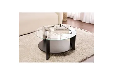 Sofabord Clara 75 cm med Glassplate - Tre Svart / Transparent - Møbler - Bord - Sofabord & salongbord