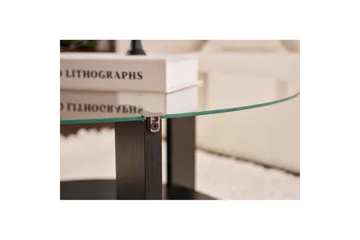 Sofabord Clara 75 cm med Glassplate - Tre Svart / Transparent - Møbler - Bord - Sofabord & salongbord