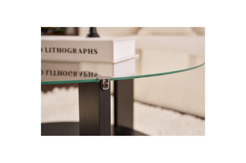 Sofabord Clara 75 cm med Glassplate - Tre Svart / Transparent - Møbler - Bord - Sofabord & salongbord